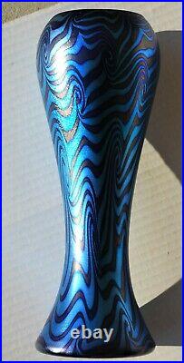10 DURAND Glass King Tut Pattern Blue and Purple Vase