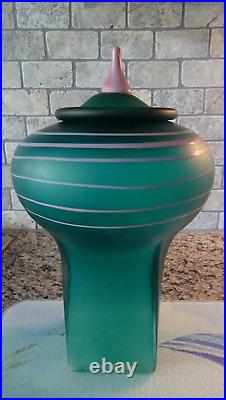 12.30 Signed David Hershey Art Deco Studio Glass Large Lidded Jar / Vase