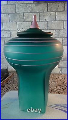 12.30 Signed David Hershey Art Deco Studio Glass Large Lidded Jar / Vase