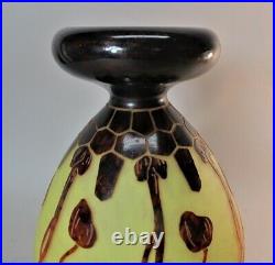 12 Le Verre Francais Pavots Cameo Glass Vase CHARLES SCHNEIDER French Art Deco