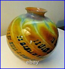 1979 Signed Salamandra Studio Art Glass Agate Style King Tut Vase