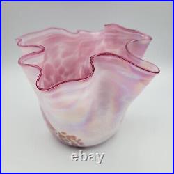 1980's HANK CLAYCAMP Iridescent Art Glass Hankerchief Vase Signed Numbered