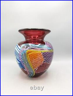 1992 Peter Ridabock Abstract Glass Vase Studio Art Glass Signed 7