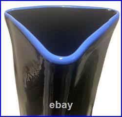 1993 Signed 3 Sided Post Modern Studio Art Glass Hand Blown Tall Sculpture Vase