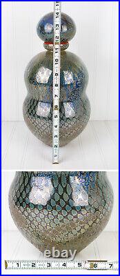 1996 Dick Huss Textured Art Glass Vase With Topper Signed & Dated
