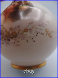 19thC Signed Josef Ahne Opaline Hand Painted Portrait Bohemian Art Glass Vase