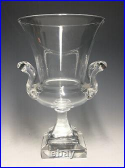 20th C. Frederic Carder Steuben #7468 Crystal Double Handled Urn Goblet Vase