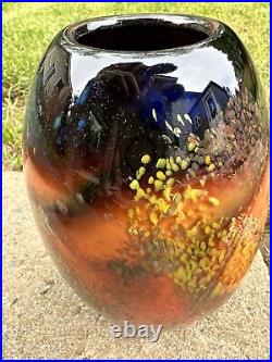 9 1/2 Inches Hand Blown Glass Vase Signed Kindland