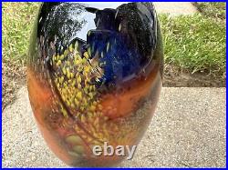 9 1/2 Inches Hand Blown Glass Vase Signed Kindland