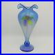 ABELMAN-Art-Glass-Vase-11-Iridescent-Blue-w-Hanging-Hearts-vtg-1984-Signed-01-rf