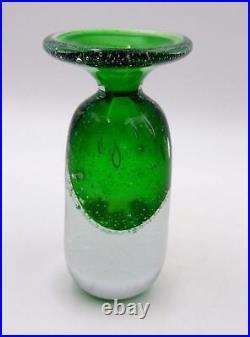AMANDA LOUDEN Australian Studio Art Glass SIGNED cased VASE 11.5cm H Exc
