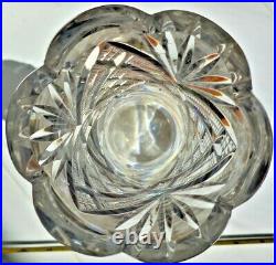 ANTIQUE 19thC 13 SIGNED BACCARAT HAND CUT CRYSTAL VASE BRONZE DORE BASE PERFECT