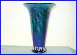 ASTONISHINGLY EXQUISITE Signed LUNDBERG STUDIOS Glass Vase IRIDESCENT TRUMPET