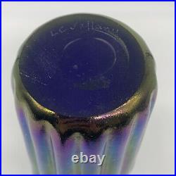 ATQ & Signed L. C. Tiffany  Blue Iridescent Favrile Glass Glass 11.75 Vase