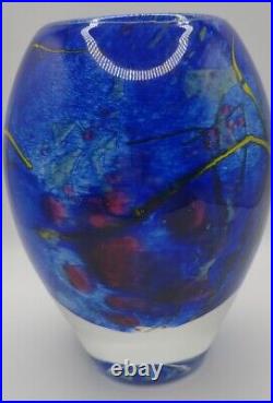 Ada Loumani Blown Glass Vase Iridescent Sulfurized Colors Signed 1987 7.5 Inch