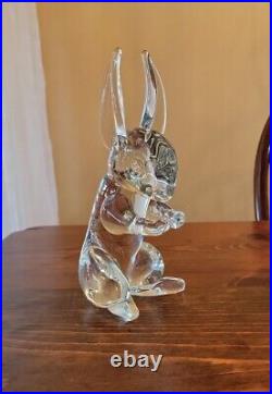 Alessandro Moretti Clear Art Glass Rabbit Sculpture Signed