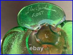 Alex Brand red footed 2007 art glass vase, Signed