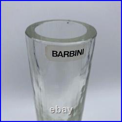Alfredo Barbini Murano Glass Vase Signed Mid Century 60s Clear Minimalist Modern