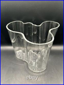 Alvar Aalto Savoy Vintage Hand Signed Clear Glass Vase 3030 Rare