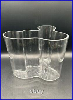 Alvar Aalto Savoy Vintage Hand Signed Clear Glass Vase 3030 Rare