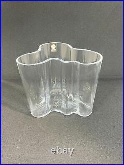 Alvar Aalto iitala Clear Glass Savoy Vase FINLAND Signed 4 Inches Tall