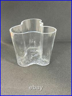 Alvar Aalto iitala Clear Glass Savoy Vase FINLAND Signed 4 Inches Tall