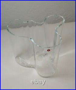 Alvar Aalto iitala Large Clear Glass Vase FINLAND Signed