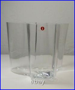 Alvar Aalto iitala Large Clear Glass Vase FINLAND Signed