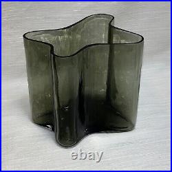 Alvar Aalto style smoke glass vase Not signed or stickered Quality Glass