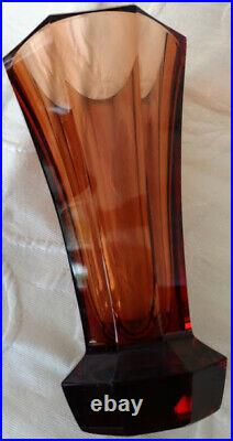 Amber Moser Faceted Thick 9by 5 Flawless Heavy Amazing Rare Signed Vase