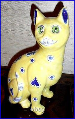 Antique Emile Galle' ceramic cat Signed
