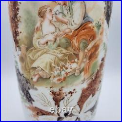 Antique Large Bristol Glass Vase FRANCOIS BOUCHER Signed Hand painted Accents