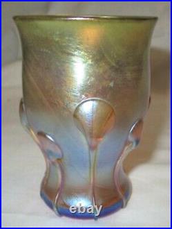 Antique Lct Tiffany Studios Gold Iridescent Favrile Art Glass Tendrils Vase Mint