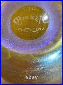 Antique Quezal Signed Iridescent Art Glass Vase with Sterling Silver Overlay 9