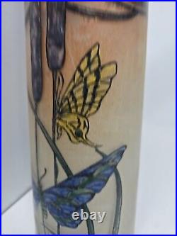 Antique Signed Legras Art Nouveau Butterfly Hand Enameled Vase 13 3/4 France