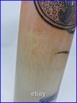 Antique Signed Legras Art Nouveau Butterfly Hand Enameled Vase 13 3/4 France