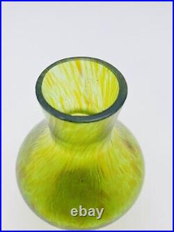 Antique Steuben Art Glass Vase Signed Green Iridescent 4 1/2
