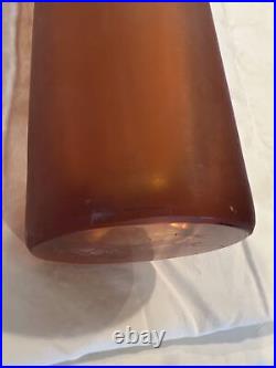 Arcade Laura De Santillana Murano Italy Art Glass Vase Signed Brown Orange MCM