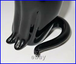 Art Glass Black Cat, Signed S Puccini MCM by Formia Murano Italy, 10 1/2 Tall