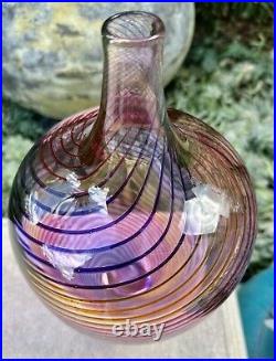 Art Glass Signed Buzz Blodgett Large Spiral Glass Vase