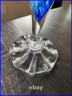 Art Glass Signed Joe Deanda Jack In The Pulpit Vase Iridescent Blues