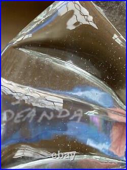 Art Glass Signed Joe Deanda Jack In The Pulpit Vase Iridescent Blues
