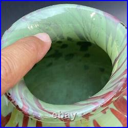 Art Glass Splatter Spatter Confetti Vase Artist Signed Hand Blown Green Red Bud