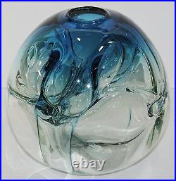 Art Glass Vase Paul Manners Stickman Studio Ocean Blue Vintage
