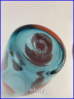 Art Glass Vase Vessel By Artist Tegan Empson Modernist Y2K Blown Glass Signed