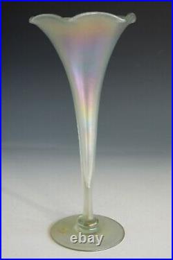 Art Nouveau Steuben Verre De Soie Iridescent Signed Glass Vase