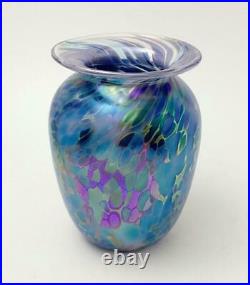 Australian Iridescent Glass Vase Signed Glen Pattrick 1995 Handmade Studio Art