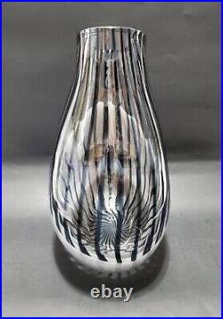 Authentic Livio Seguso Vase, Signed Des. L. Seguso, Murano Glass, Black Striped