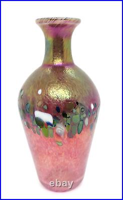 BEAUTIFUL Iridescent ART Glass VASE by James Norton Calgary Artist Signed MINT