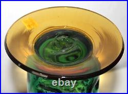 BLENKO Glass Vase Green Amber Clear 4403 LARGE 14.25in Original Label & Signed